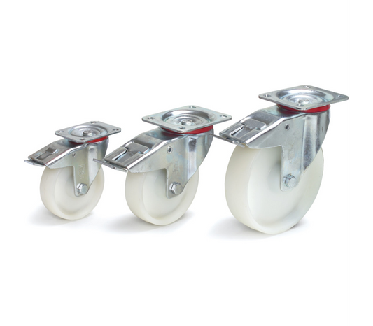 Zwenkwiel met rem 125 x 38 mm - Polyamide wiel