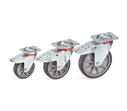 Zwenkwiel met rem 125 x 32 mm - TPE-wielen