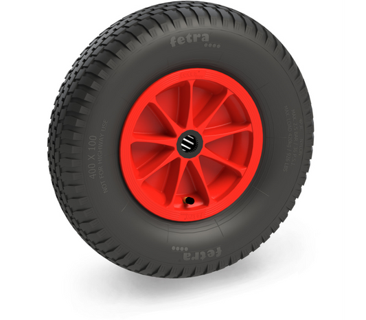 Luchtband 400 x 100 mm - 4 PR blok - Polyamide velg rood, NL 75, as 25 - DV 420 kg