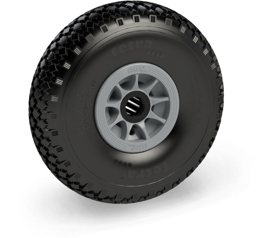 PU-geschuimd wiel 260 x 85 mm - blok - Polyamide velg grijs, NL 75, as 25 - DV 150 kg